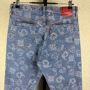 Rare Levis 501 Skinny x Sanrio Hello Kitty Sz 29 AOP Denim Jeans